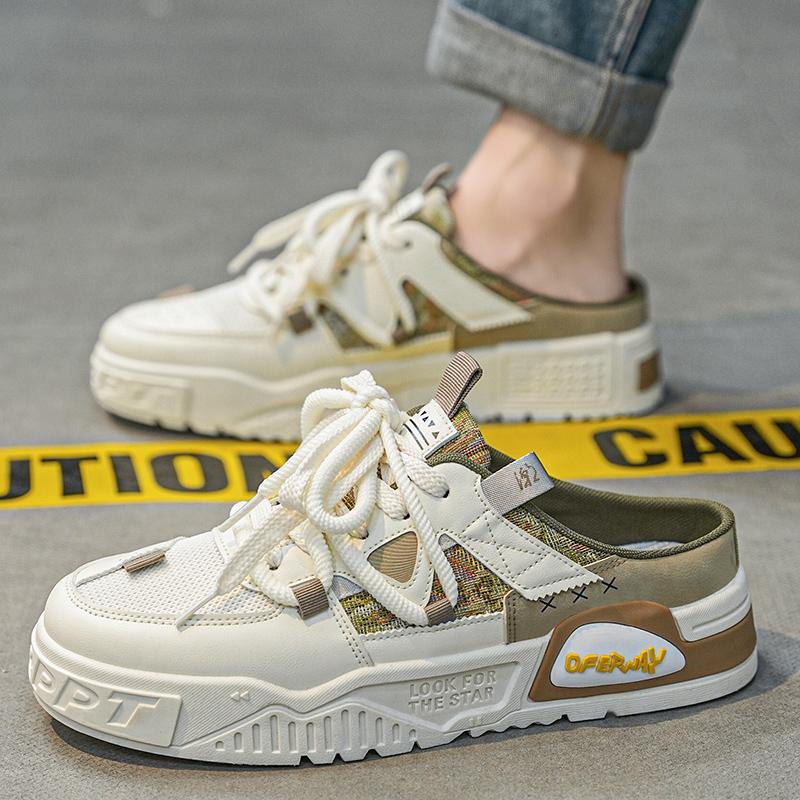 Baotou Slippers Men's 2024 Summer New Trendy Brand Mesh Thin Leisure Work Sports Lazy One Pedal Sandals