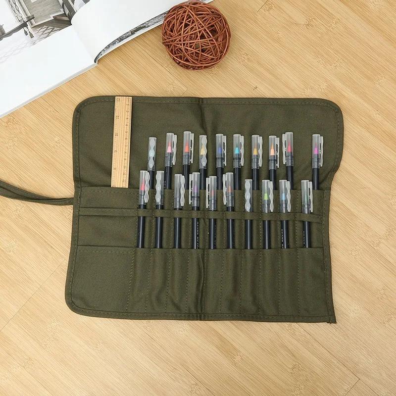 Watercolor Pen Box Canvas Bag Pen Roll Painting Pen Watercolor Wrap Oil Painting Brush Box Portable Storage Box