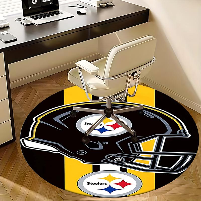 Steelers Helmet,Pittsburgh Steelers Chair mat Round Rug-Office carpet, Machine Washable, Non-slip, Suitable for Living Rooms, Bedrooms, Entr