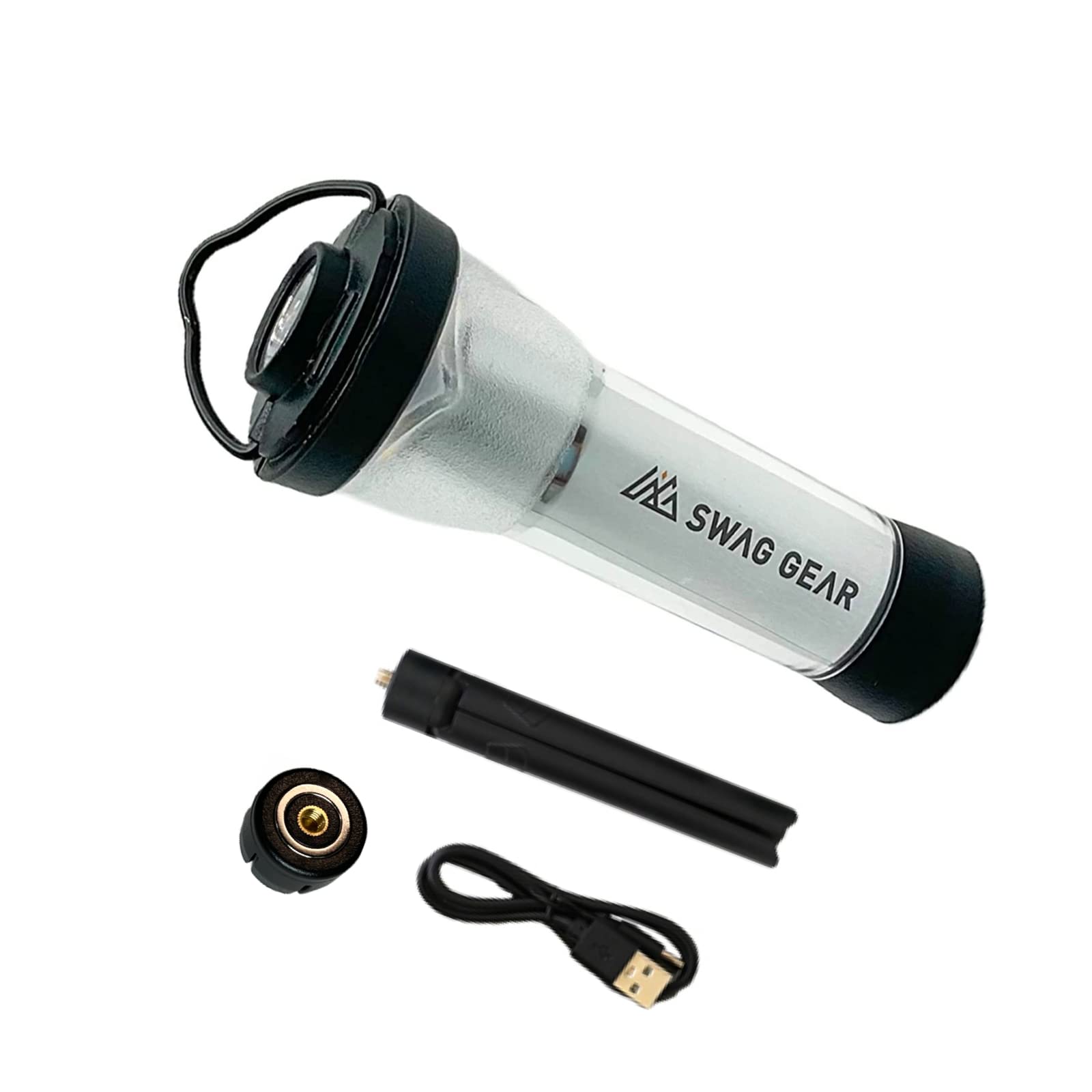 

SWAG GEAR Micro USB Rechargeable Mini Lantern, Goal Zero Size, 77g Ultra Lightweight, for Backup or Daily Use (SLIVER Magnetic Mini Tripod)