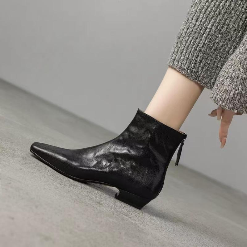 

2025 Новая Мода Сексуальные Женские Ботильоны с Острым Носком Дизайнерские Осенне-Зимние Большого Размера 35-41 Ботинки на Платформе Обувь для Женщин 35 чёрный