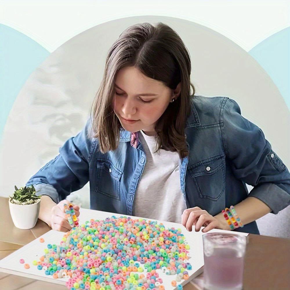 200/500/1000pcs Rainbow Acrylic Craft Beads, Colored Circular Plastic Spacer Beads, Used for DIY Jewelry Craft To Make Necklaces and Rainbow Bracelets