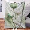 Two White Flowers with Green Leaves-Themed Blanket - Comfortable Flannel Fabric Hypoallergenic Suitable for All Seasons - Ideal Fo