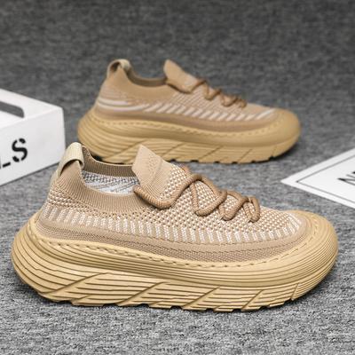 Buty siatkowe męskie jesienne nowe oddychające buty skarpetkowe fly-woven męskie casualowe wszechstronne sportowe buty do biegania na platformie buty siatkowe