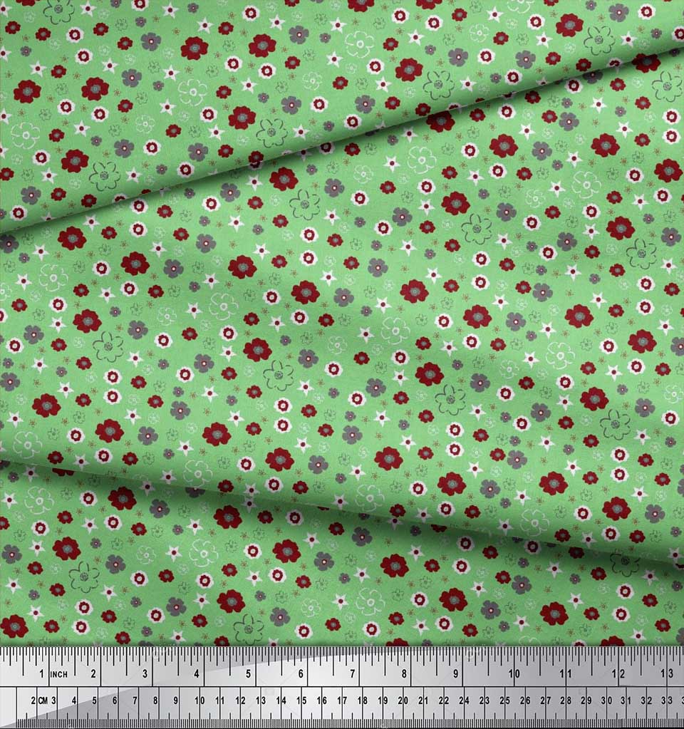 Soimoi Purple Japan Crepe Satin Fabric Flower Artistic Decor Fabric Printed Metre 42 Inch