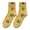 5Pairs Embroidery Women Cotton Socks Breathable Autumn Flower Socks Mid Tube Socks Girls  for Girls