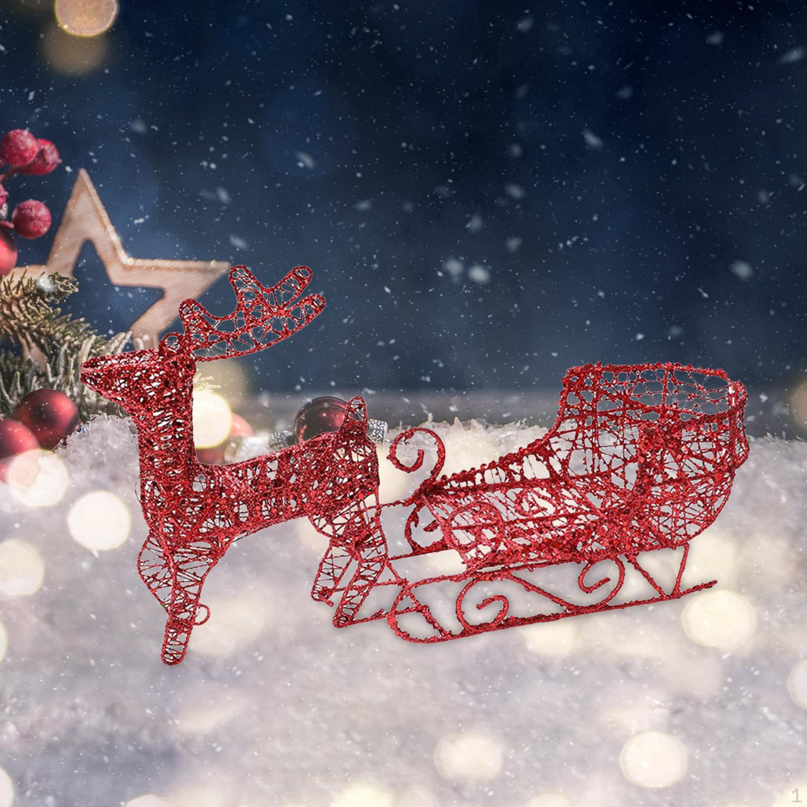 Elk Sleigh Ornaments Christmas Reindeer Novelty Figurine Crafts for Home