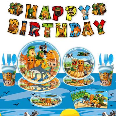 Creative Cartoon Shan Hai Jing Theme Birthday Party Decoration Disposable Tableware Set