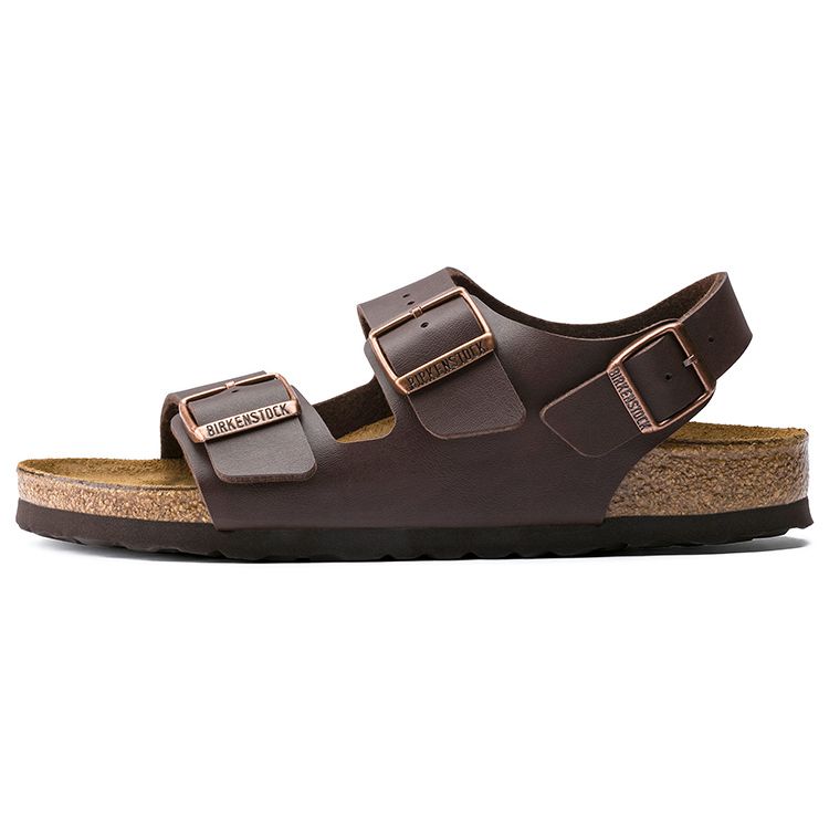 Сандалии Birkenstock серия Milano с двумя пряжками, легкие, прочные, модные, унисекс, коричневые 34701 44