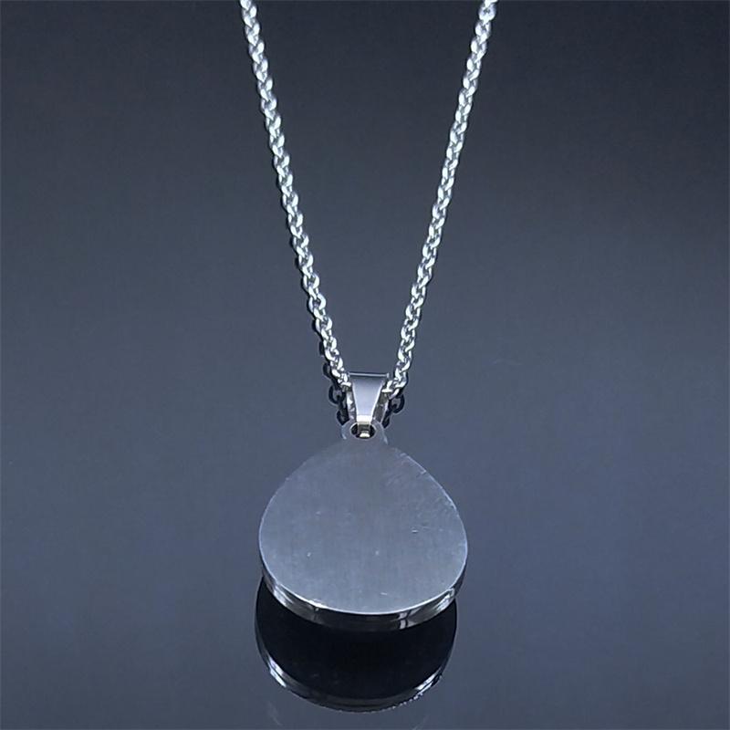 Turkish Evil Eye Necklace Stainless Steel Silver Color Blue Lucky Eyes Water Drop Necklaces Jewelry Collier Femme N8366S01