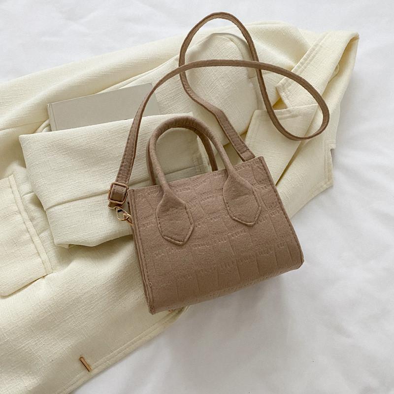 

Felt Solid Color Small Square Crossbody Bag Card Pocket Casual Women Street хаки