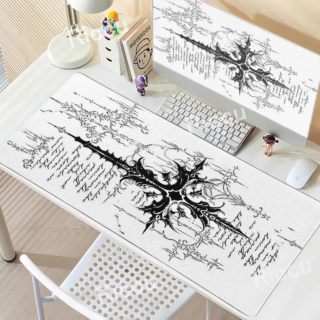 XXL Gothic Symbol Black Mouse Pad Large Anti-Slip Rubber Stitch Office Home Keyboard 400x900mm Pads Desk Mat PC accessories Rug