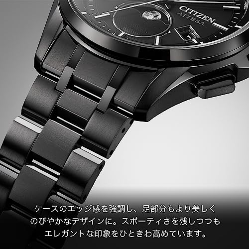 Citizen Attesa Men's Watch, Radio-Controlled Solar Watch, Waterproof, Titanium, Lightweight, Lunar Program, Moon Phase, Light-Powered Eco-Drive, Black