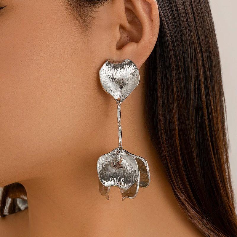 PuRui Gold Color Flower Long Drop Earrings For Women Elegant Zircon Girls Korean Style Dangle Earrings New In Party Accessories