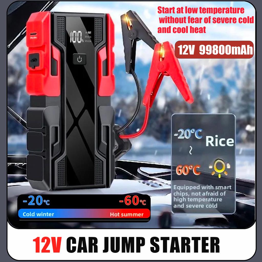 Nou Starter Portabil pentru Mașină 12V 99800mAh, Baterie Externă de Urgență Portabilă cu LED, USB, pentru SUV, Van, Motocicletă, ATV