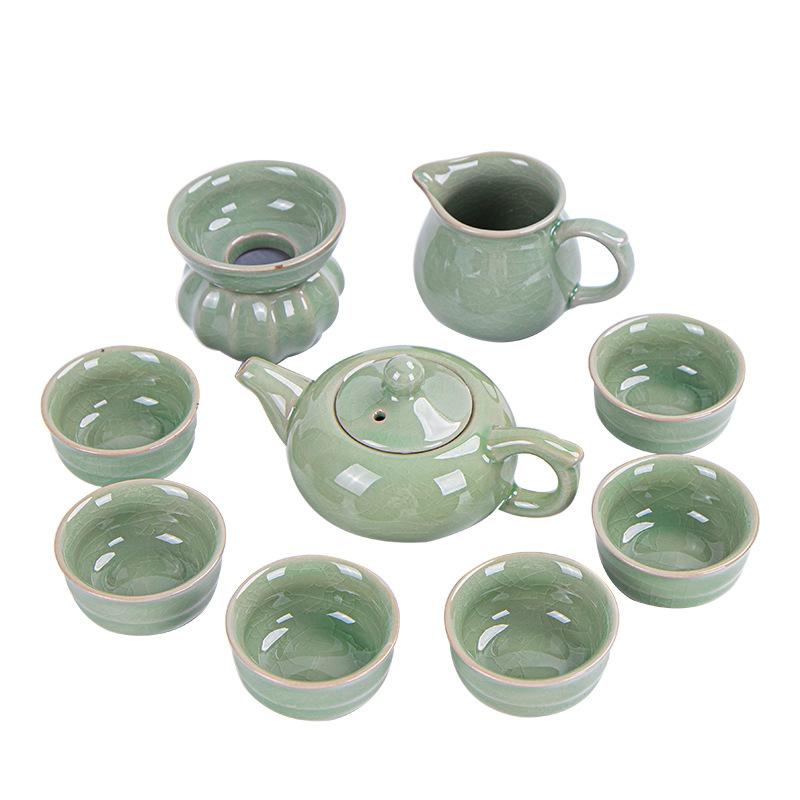 The whole set of Kung Fu Ge Kiln Ru Kiln tea set, household, portable tea set, company Mid-Autumn Festival event gifts