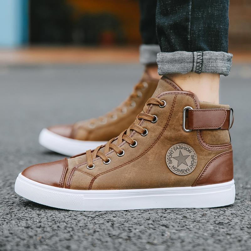 New Simple and Versatile Large Size High-top Men's Shoes Couple Shoes Board Shoes Casual Shoes Sub-size