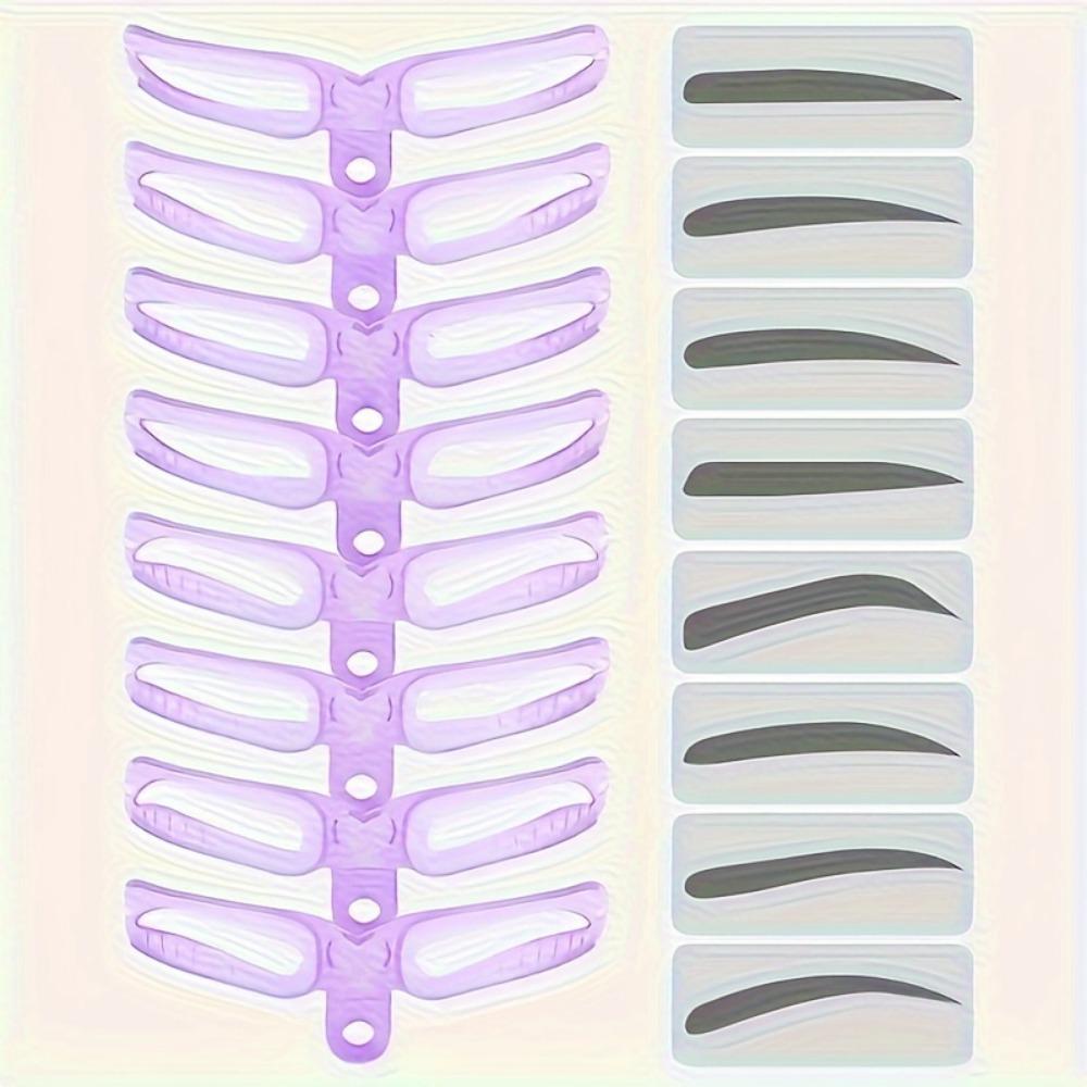 Eyebrow Shaping Template Kit - 16Pc With Handle, Grooming Card for Defined and Perfectly Shaped Brows - Reusable