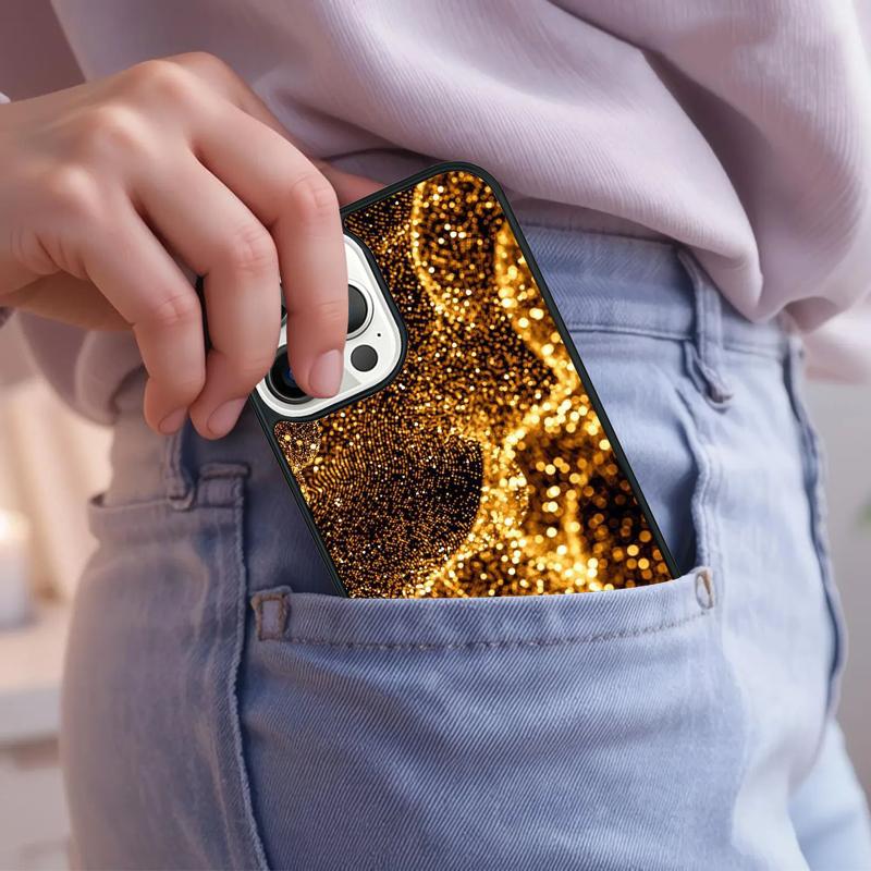 Stars Golden Sparkle Phone Case For iPhone 17 Air 15 16e 14 13 Pro Max Coque 12 11 Pro Max PLUS Cover