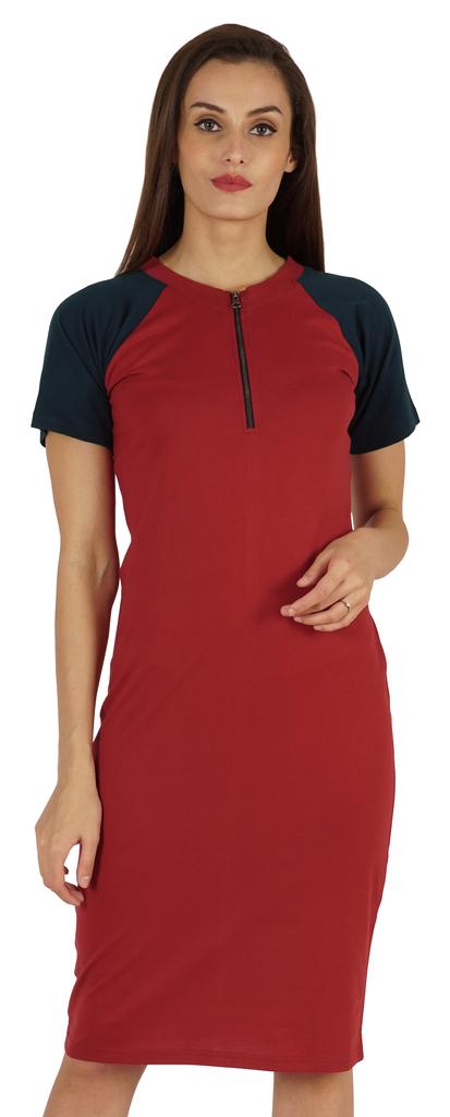 Inkmeso Solid Short Raglan Sleeves Dress For Women  s Summer Casual Sporty Bodycon T-Shirt