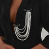 Retro Multi Layer Imitation Pearl Bead Brooches for Women Men Creative Handmade Design Long Chain Brooches Dual-Purpose Jewelry
