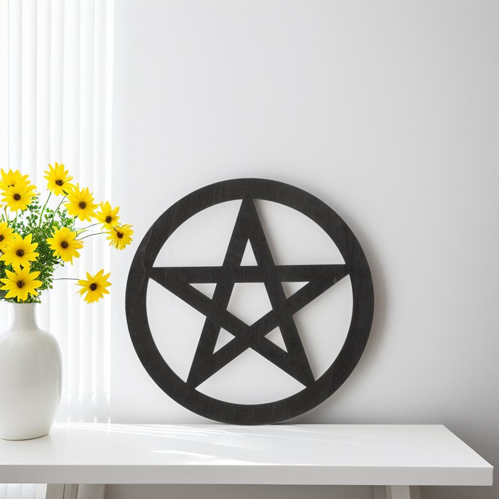 Carved Wooden Altar Pentacle Decoration Premium Wood Religious Ritual Sacrifice Tray Retro Style Altar Ornament Wooden Carving