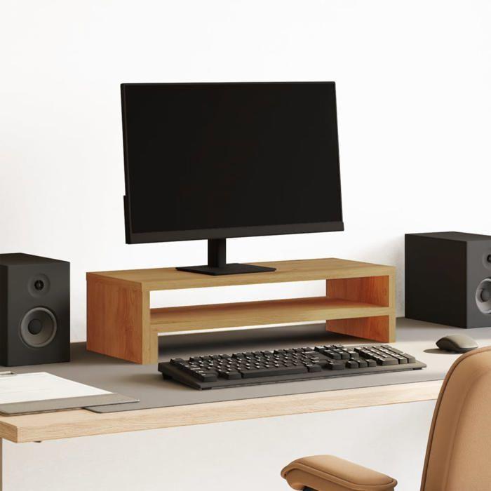 VidaXL Support de moniteur chêne artisanal 54x22x15 cm bois ingénierie, support de moniteur pour bureau, étagère de 854777