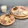 Bambus Runde Snackplatte 20/25/30cm Obstplatte Serviertablett mit Fächern Servierplatten Schinken