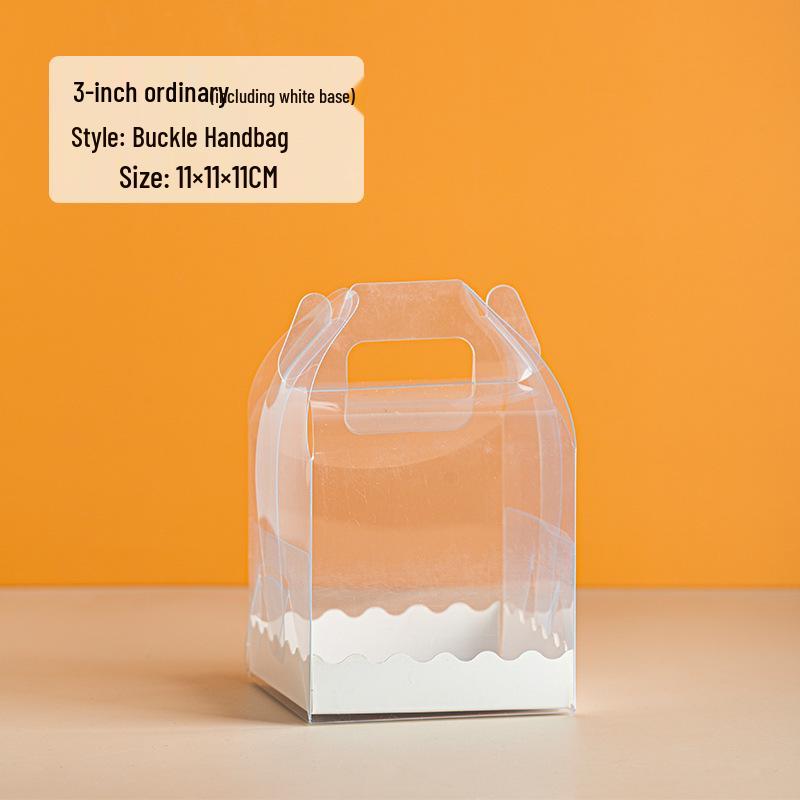 Four-Inch Transparent Cake Box with Handle for 2/3/5/6-Inch Western-Style Pastries