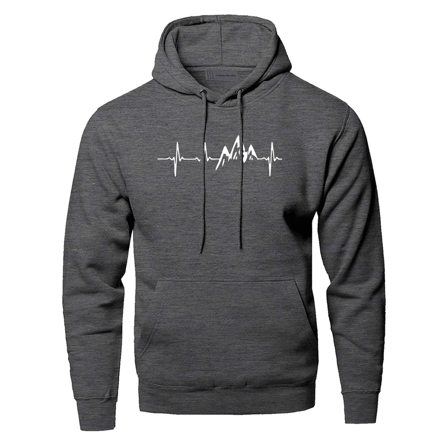 

Mountain Heartbeat Hoodies Sweatshirt Men Sound Ray Diagram Hooded Sweatshirt Hoodie Winter Autumn Printed Black Gray Sportswear 2XL