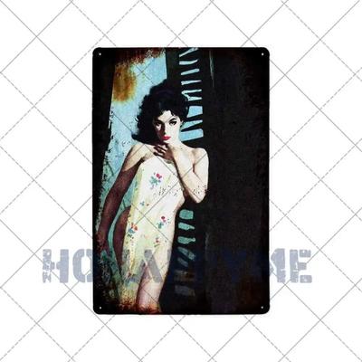 Vintage Pinup Girls Metallblechschild Heimbar Man Cave Dekoration
