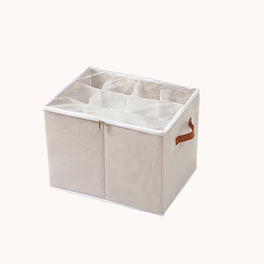 

12/16/20Grid Shoe Storage Artifact Home Foldable Fabric Shoe Box Transparent Sports Shoes Leather Shoes Dustproof Organizing Box