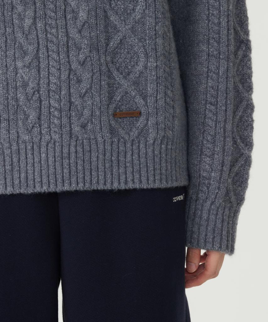 COVERNAT WOMAN Wool Blend Cable Knit Dusty Blue