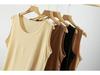 Women's Plus Size Ice Silk Ribbed Sleeveless Tank Top with Wide Shoulders, Round Neck, Ideal for Summer Outerwear or Innerwear.