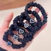5Pcs Hair Ties Heart Decor Pleated Fabric High Elasticity Hair Ropes Lightweight Ponytail Holder Hair