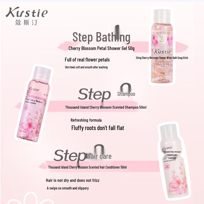 Kustie Cherry Blossom Travel Bath Set