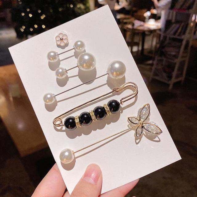 Pin Brooch Set Big Beads Stylish Stylish Clothing Brooches Pearl Lapel Pin Sweater Dress Pin Brooch Pins Badge Women Buckle AccessoriesFashion Jewelry