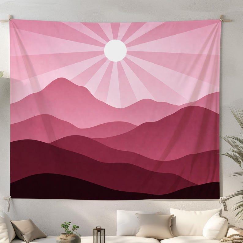 Pink Mountain Sunset tapestry 75x100