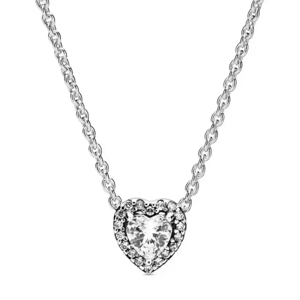 New Copper Fine Chain Button, Red, Blue, Pink, White, Heart-Shaped Zircon, Fashionable And Exquisite Diy Women'S Necklace