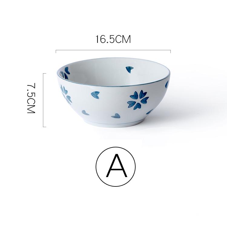 6.5 Inch Porcelain Ramen Bowl Ceramic Noodle Bowl Flower Design Soup Rice Bowl Microwave Safe 800ml