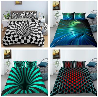 3D Vortex Pattern Duvet Cover Pillowcase Geometric Pattern Bedding Set King Size Double Bed Single Bed Teen Bedroom Decoration