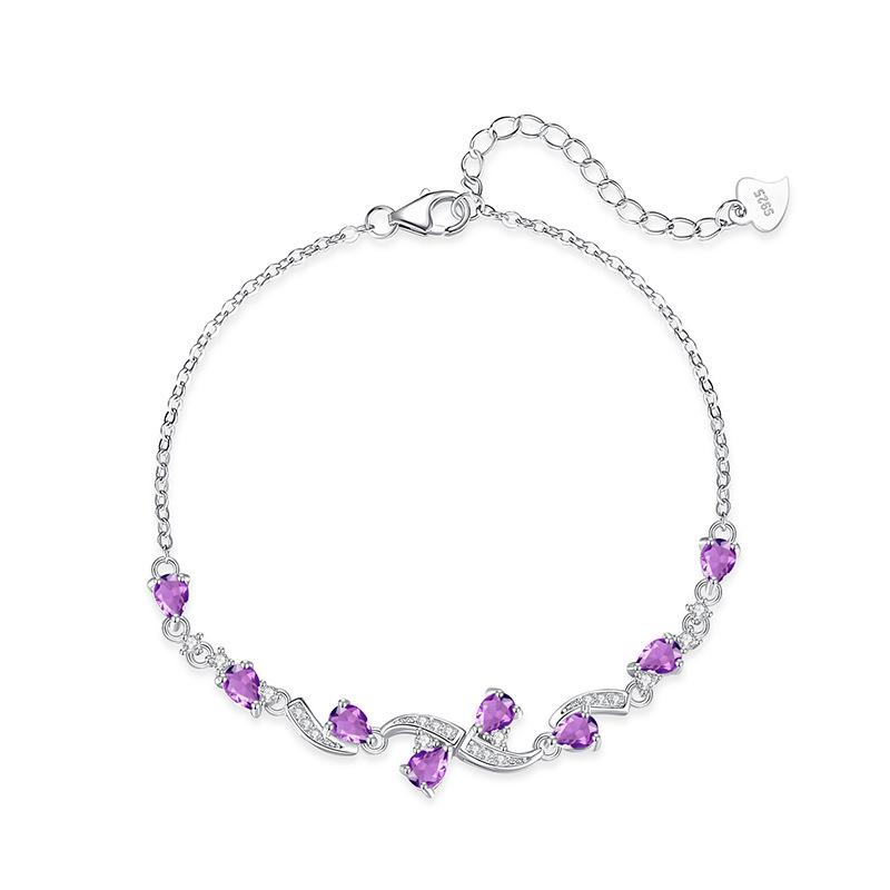 S925 sterling silver bracelet women's premium sense pear-shaped natural olivine topaz light luxury crystal stone