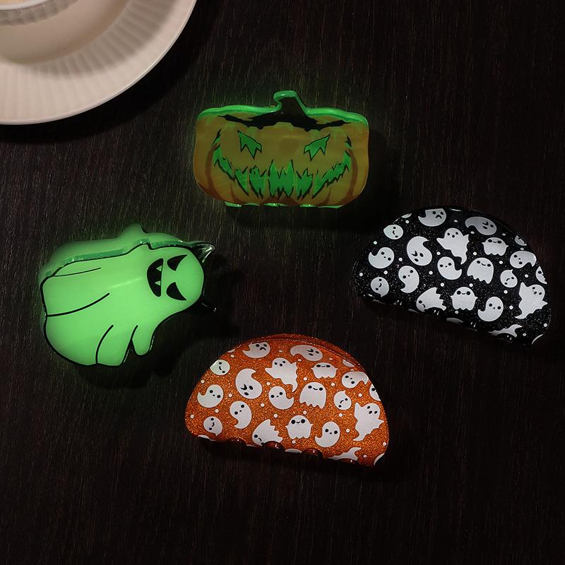 1Pc Halloween Glow-In-The-Dark Ghost Pumpkin Clip Cute Funny Hair Clip Shark Clip Women'S Hair Accessories