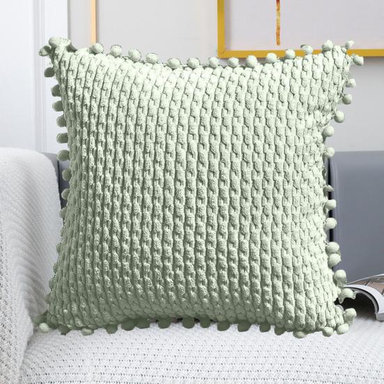 Pouzdro na polštář Stylový měkký jednobarevný povlak na polštář 45x45 cm Pouzdro na polštář v severském stylu se střapcem Kulový povlak na polštář Potřeby pro domácnost