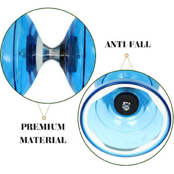Triple Bearing Diabolo Transparent Chinese Yoyo for Elderly and Kids Fitness, Soft TPU Material, Assorted Colors, 5.78 X 5.03 Inches, Smooth
