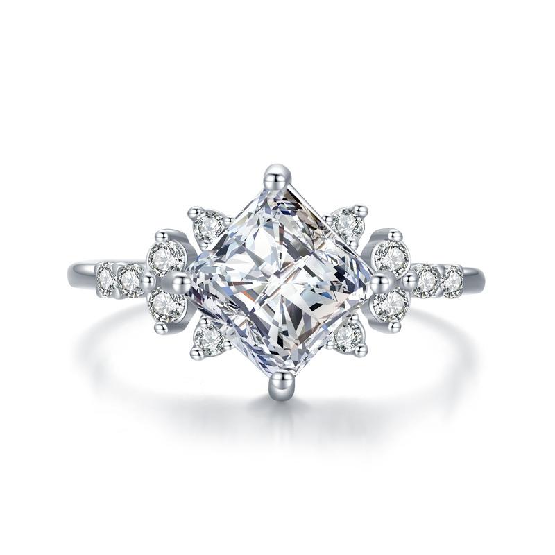 Tancise Classic 925 Sterling Silver  Zircon Ring Ladies Jewelry Wedding Promise Party Gift