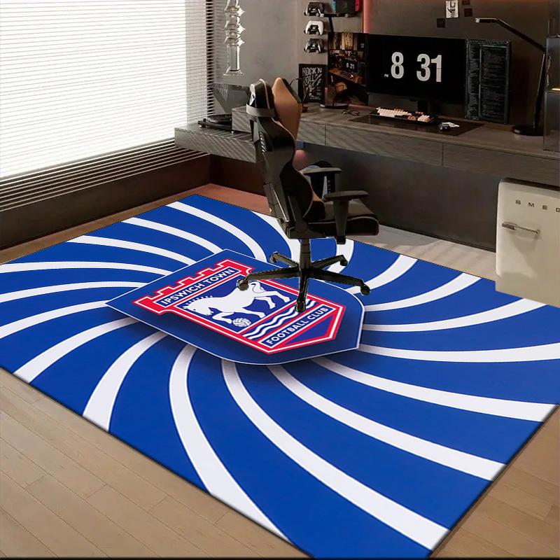 Town Football Club Crest Printed Office Carpet Chair Cushion Entryway Rug, Rugs for Living Room, Bedroom Christmas gifts