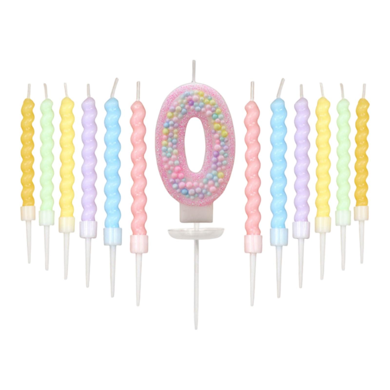 

Macaron Colored Ball Threaded Candle Set Birthday Candle Decoration One Size