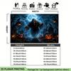 1 piece of 2D flat banner, "Ghost at the Cemetery on Halloween Night", polyester fabric background cloth.zyc