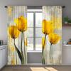 2 szt. Żółte zasłony z nadrukiem tulipanów, odpowiednie do dekoracji sypialni, salonu, kuchni, dekoracji domu, dekoracji okien